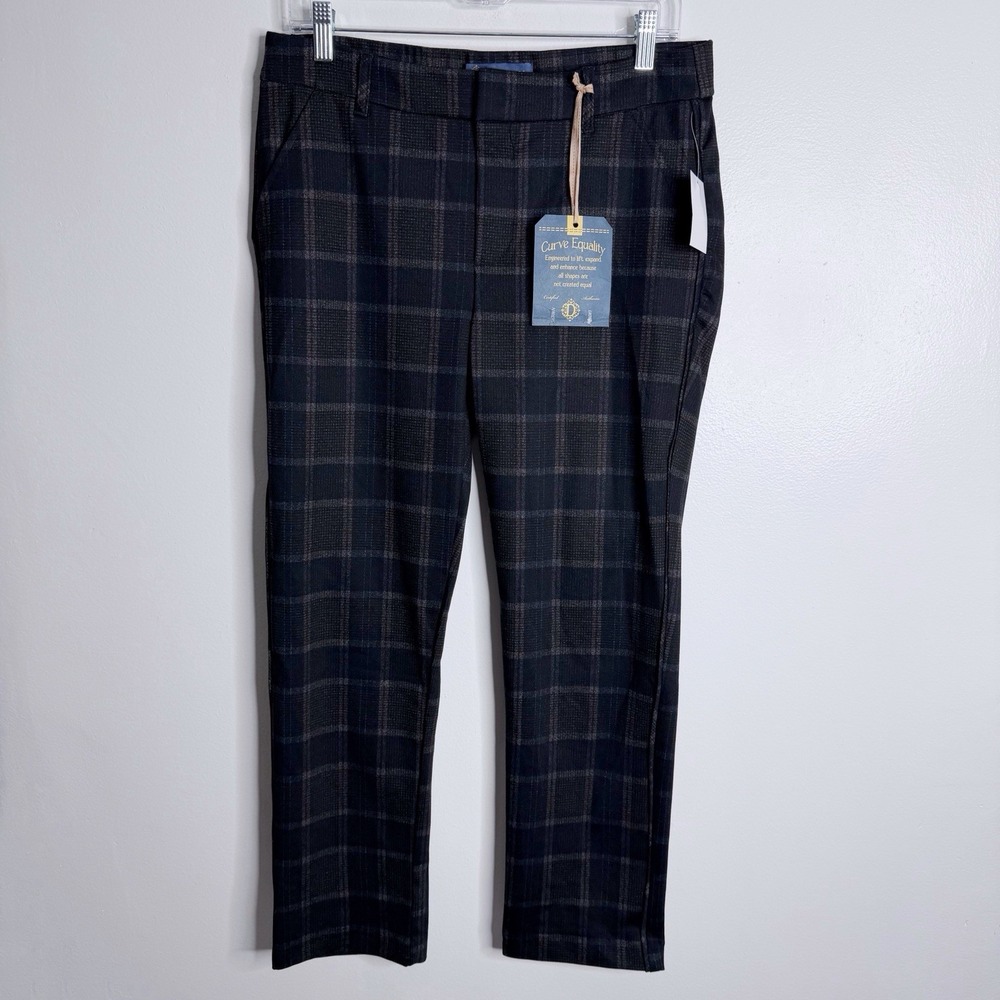 NWT Democracy Ab Solution High Rise Ponte Pant Stretch Fall Plaid Size 6 Casual - Picture 1 of 8